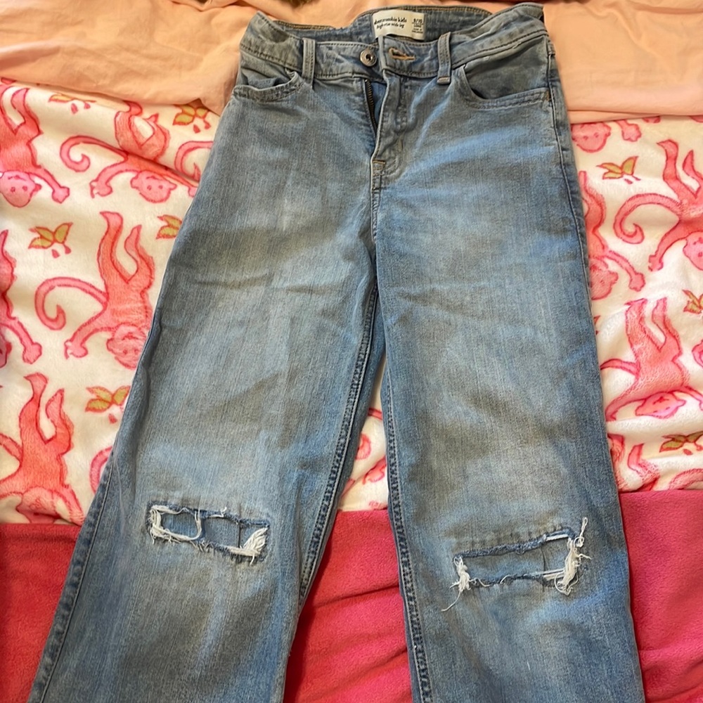 Abercrombie kids girls high rise wide leg jeans
